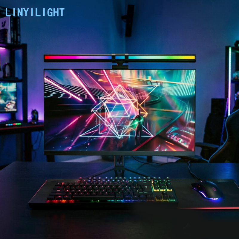 Home Office Work Table - 60/80 センチメートル RGB ライト LED モニターライトバーコンピュータモニターランプ雰囲気テーブルランプ読書ナイトライト家庭用オフィス作業用