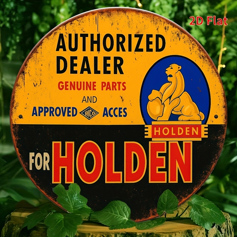 Home Office Or - [2Dフラット] 1個入り「Holden」ヴィンテージメタルサイン - ライオンエンブレム付き2Dアルミニウム製壁飾り、家庭、オフィス、レストランに最適。