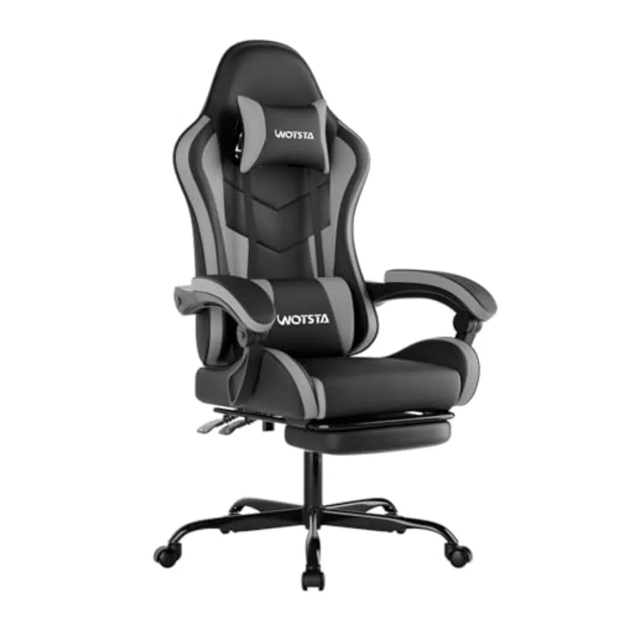 Ergonomic Office Chair - 人間工学に基づいたデザインのゲーミングオフィスチェア。フットレスト付き。ブラックのレーシングデザインで、快適性とサポート力を向上。