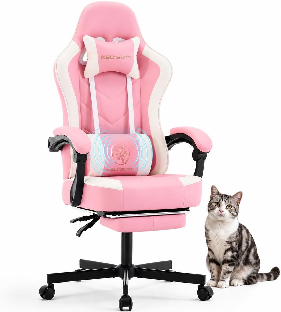 Ergonomic Office Chair - 人間工学に基づいたハイバックゲーミングチェア、フットレスト、ランバーサポート、ポケットスプリングクッション付き、大人用回転式オフィスデスクチェア