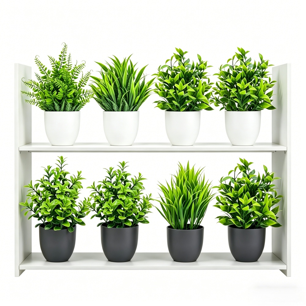 Home Office Layout - 4個セット ミニ人工植物 鉢植え 室内/屋外装飾 グリーン盆栽 自宅/庭/オフィス/リビングルームの装飾飾り