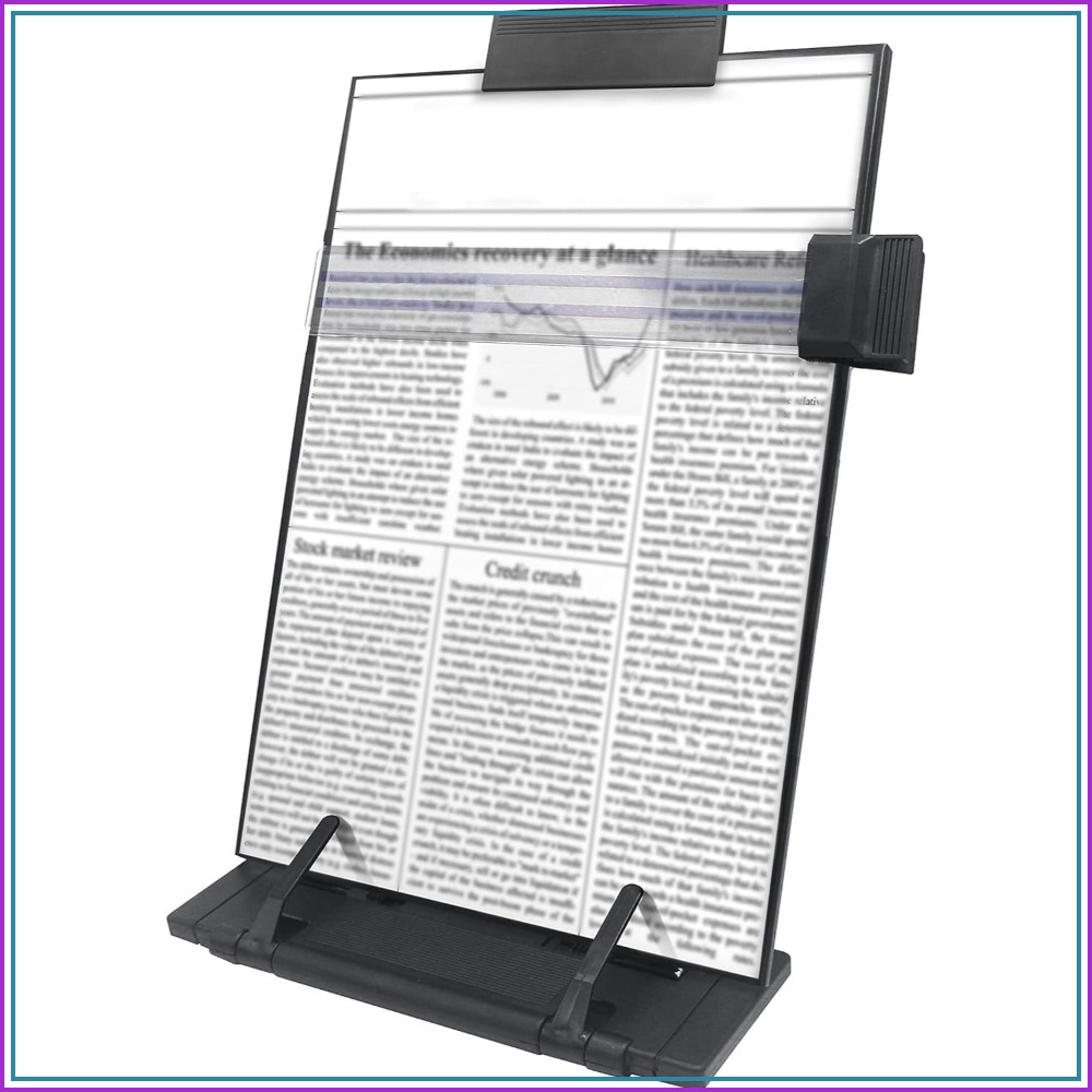 Document Holder Stand - 調節可能な7段階デスクトップドキュメントホルダー - ブラック、頑丈で折りたたみ可能なコピー台