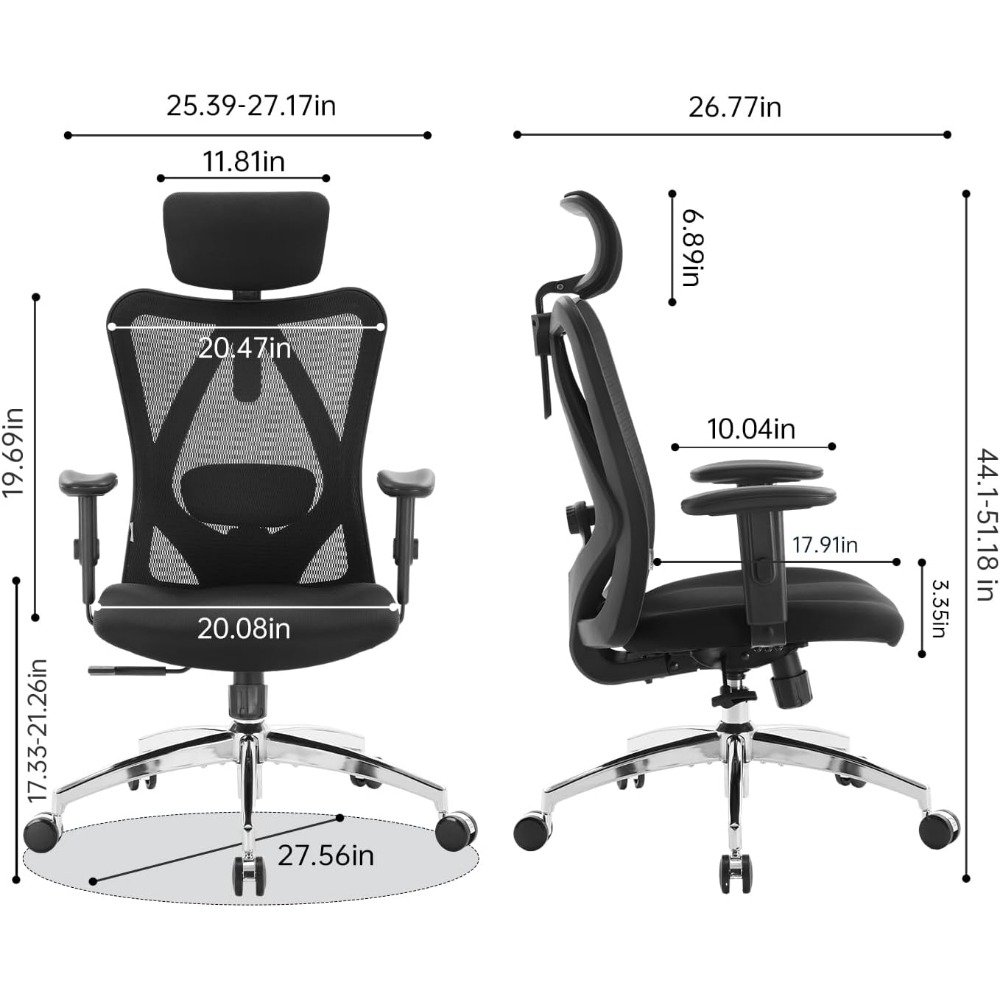 人間工学に基づいたメッシュデスクチェア、調節可能なランバーサ - Ergonomic Office Chair のレビューと価格