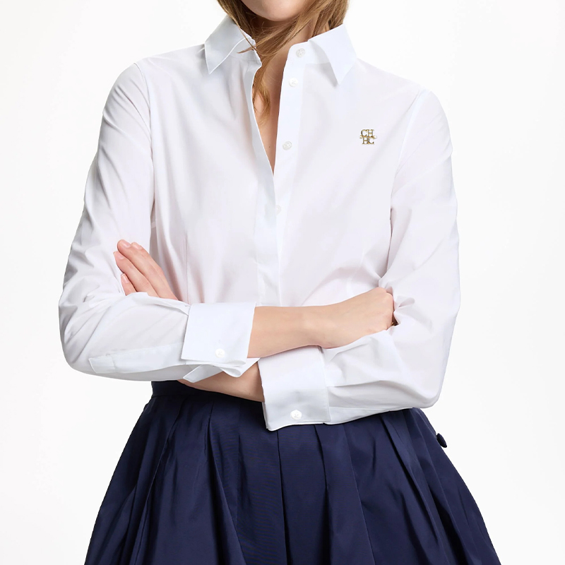 CH 女性エレガントな白いラペルシャツゴールド CH ロゴ長 - Home Office Logo のレビューと価格