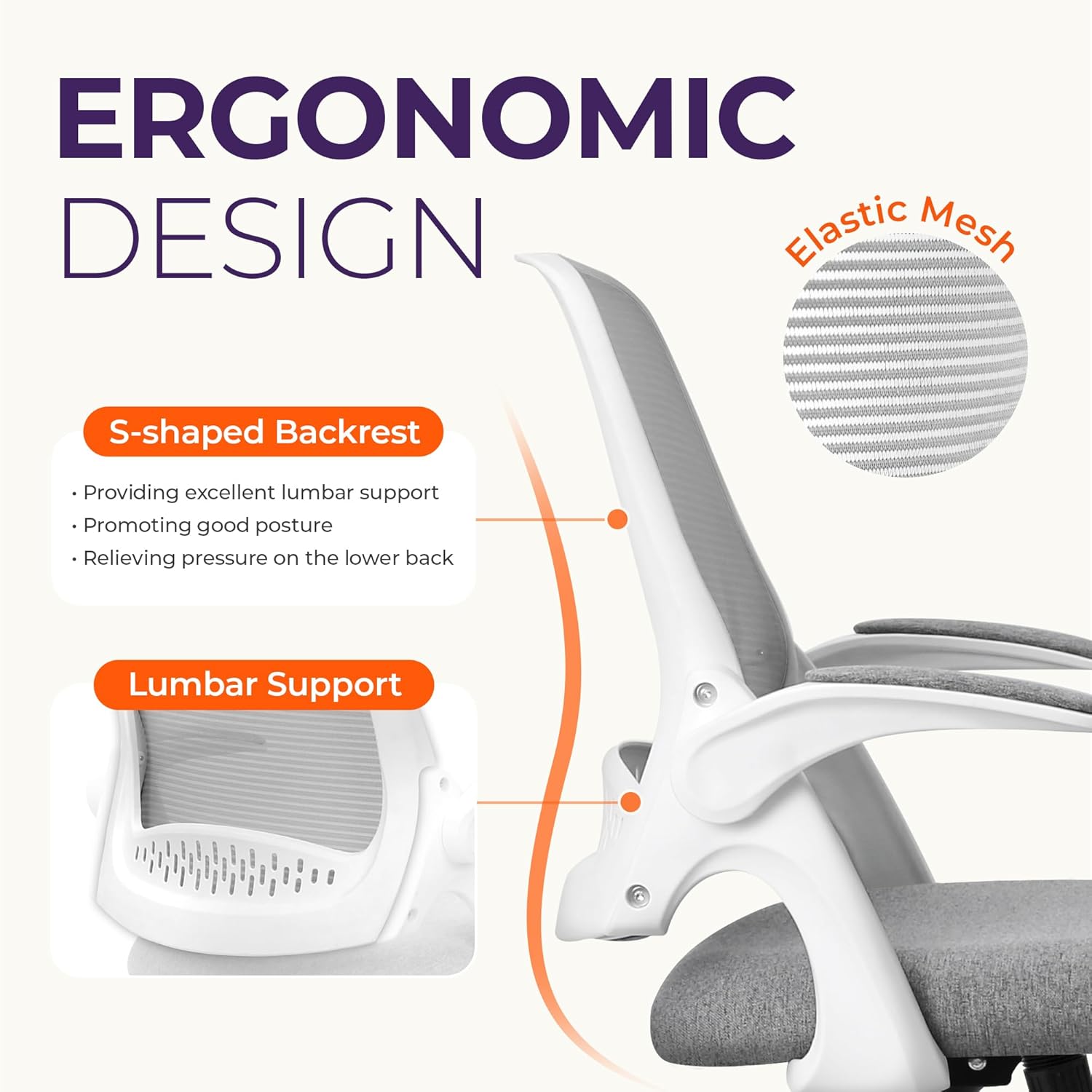 人間工学に基づいたメッシュオフィスチェア、ランバーサポート付 - Ergonomic Office Chair のレビューと価格