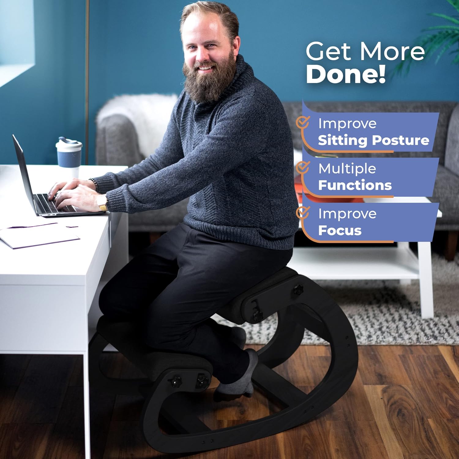 人間工学に基づいた木製ニーリングチェア、調節可能なオフィスス - Ergonomic Office Chair のレビューと価格