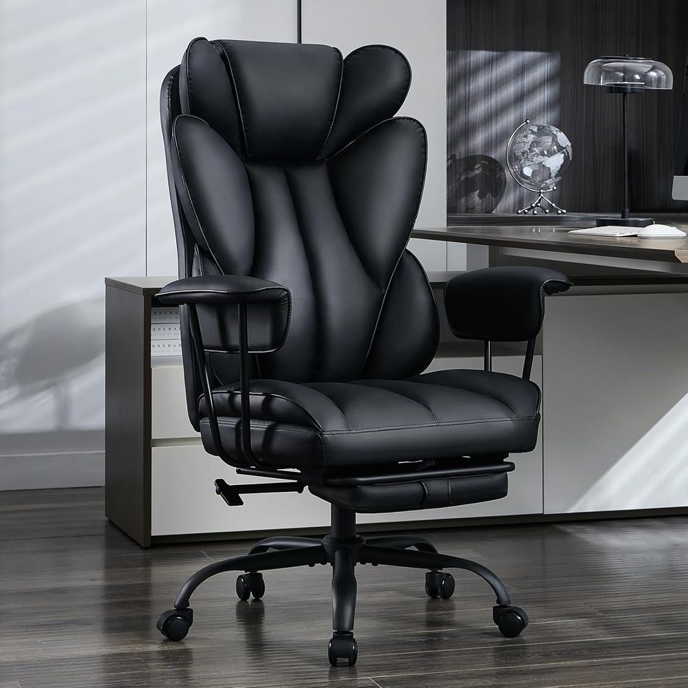 大きくて背の高いオフィスデスクチェア - 足置き台付きの幅広 - Ergonomic Office Chair のレビューと価格