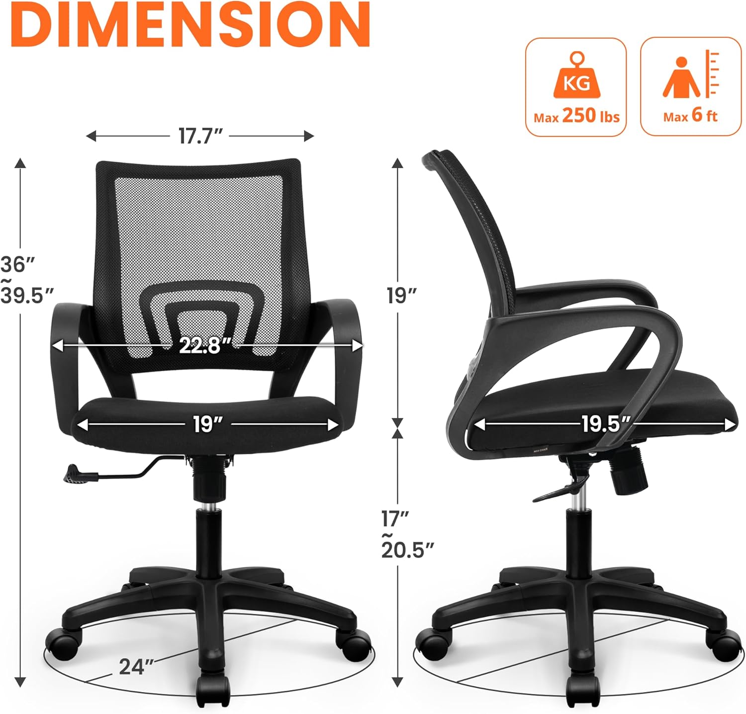 人間工学に基づいたメッシュオフィスチェア、ランバーサポート付 - Ergonomic Office Chair のレビューと価格