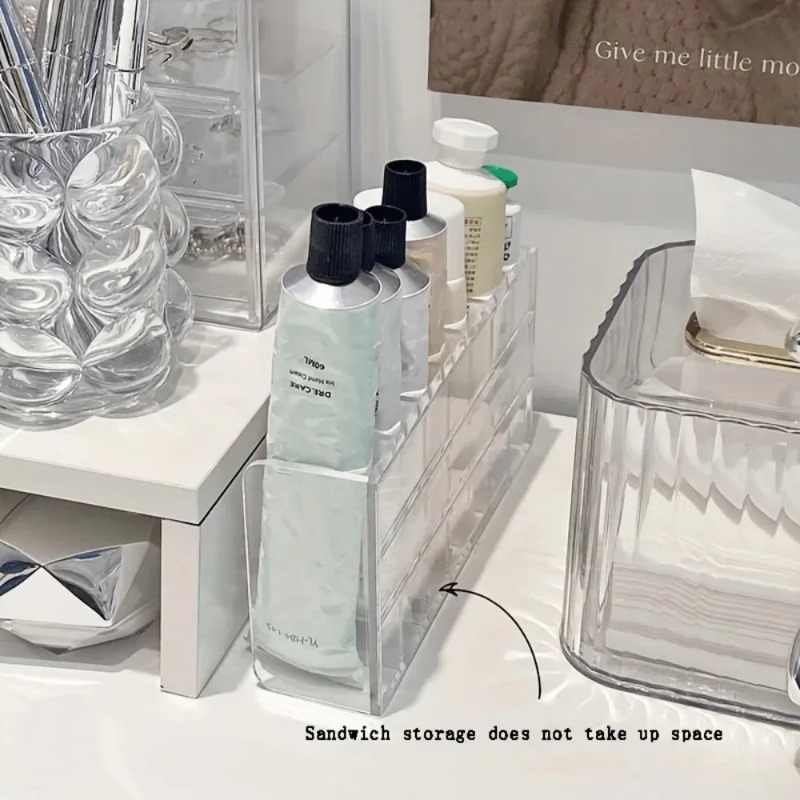 7スロット透明プラスチック製化粧品オーガナイザー、多機能メイ - Home Office Work Table のレビューと価格