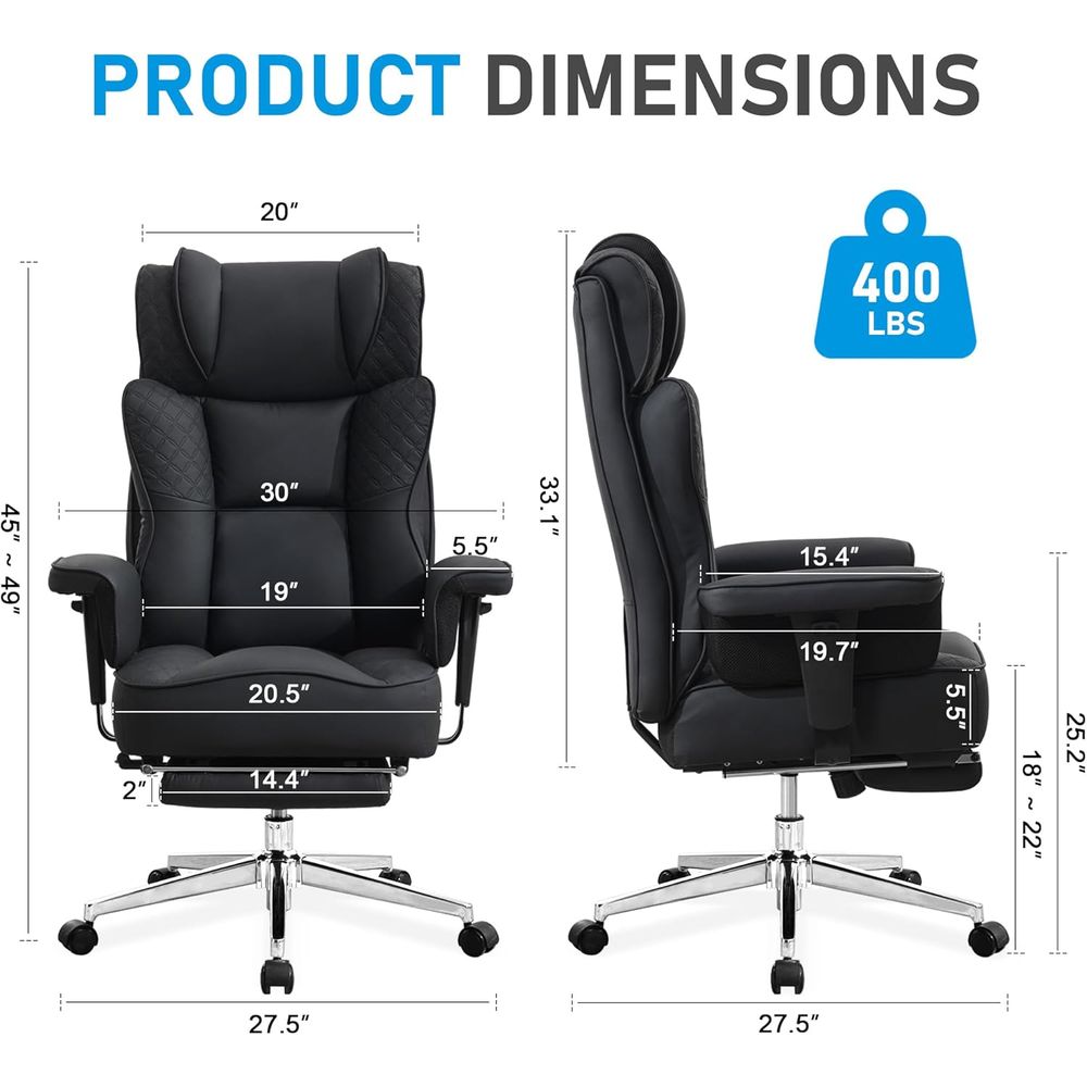 大きくて背の高いオフィスチェア、フットレスト付き人間工学に基 - Ergonomic Office Chair のレビューと価格