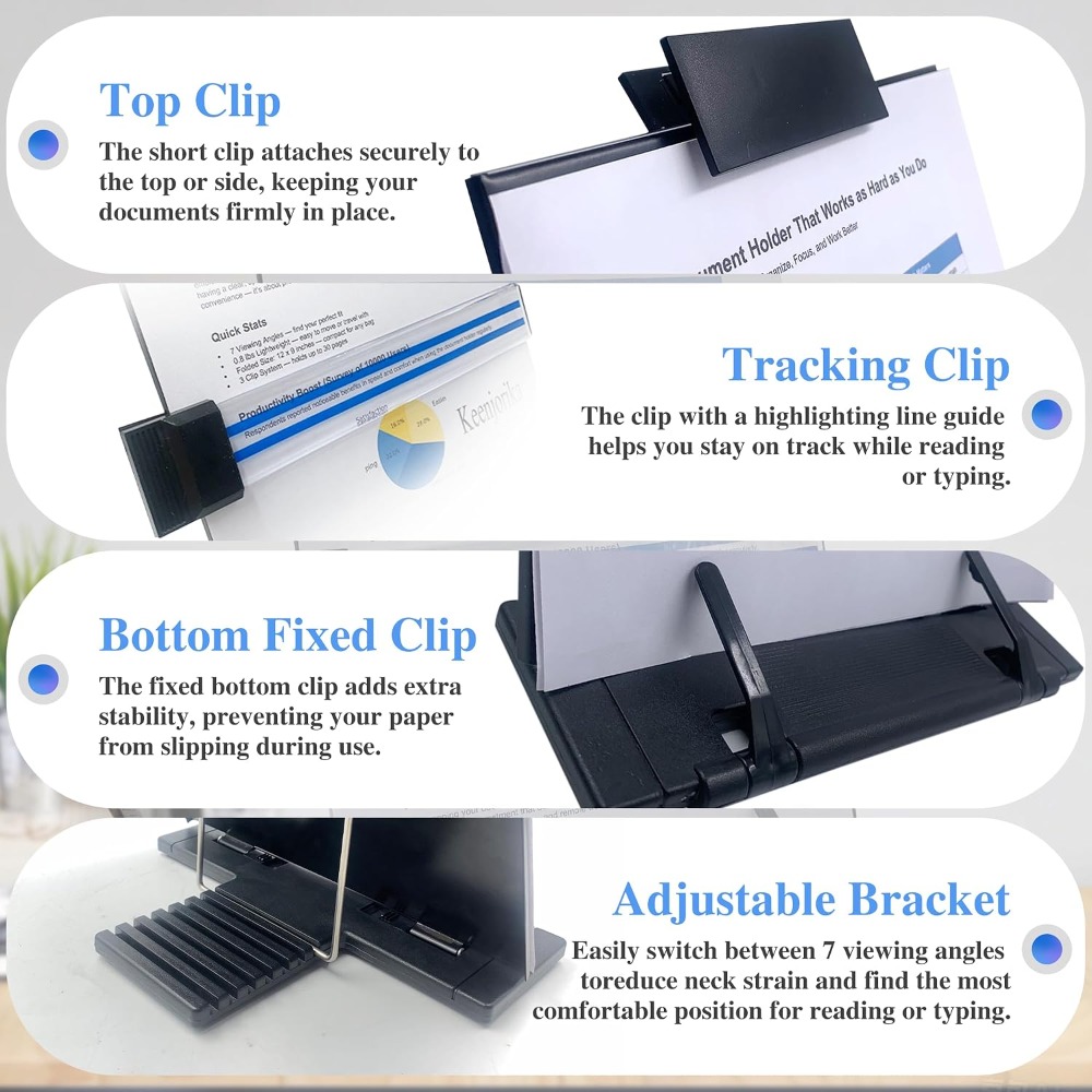 調節可能な7段階デスクトップドキュメントホルダー - ブラッ - Document Holder Stand のレビューと価格